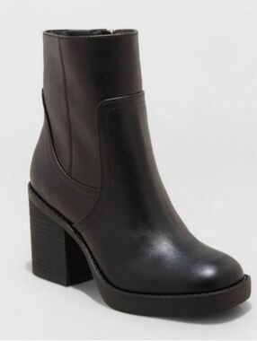 Universal Thread Target Black Womens Block Heel Ankle Boots Size 8.5